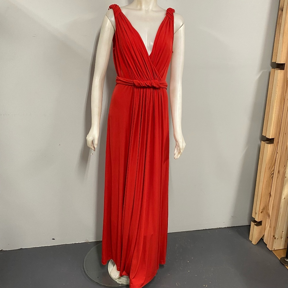 Calvin Klein Red Grecian Long Maxi Gown Dress 8